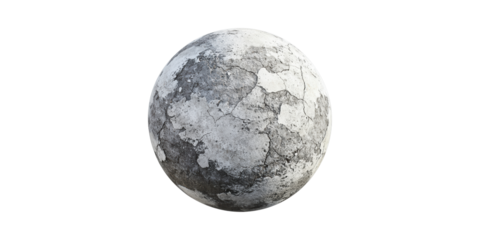 Cracked Concrete Sphere Texture. Architectural Material Design And Surface Pattern Isolated On Transparent Background