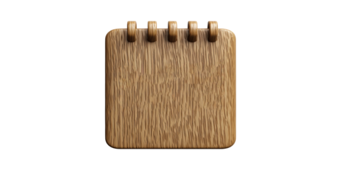 Wooden Spiral Notebook Icon. Symbol Of Natural Design And Eco-Friendly Stationery Isolated On Transparent Background