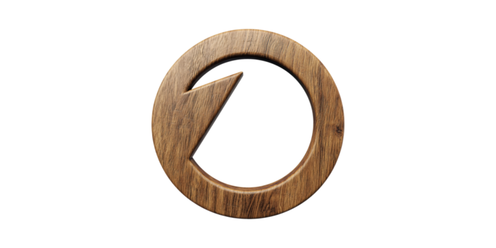 Wooden Zero Number Design. Natural Material Typography For Eco-Friendly Branding Isolated On Transparent Background