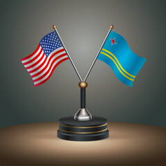 United States (USA) relations and Aruba table flag with gradient color background