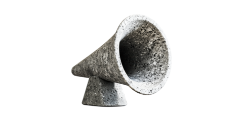 Concrete Megaphone Sculpture. Artistic Expression And Modern Design Isolated On Transparent Background
