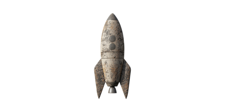 Rustic Vintage Rocket Model. Symbolizes Retro Space Exploration And Nostalgia Isolated On Transparent Background