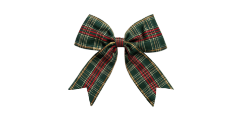 Plaid Tartan Bow. Festive Decoration For Holidays And Celebrations Isolated On Transparent Background
