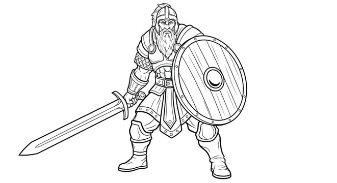 Beowulf Heroic Warrior Epic Tale Intricate Adult Coloring Page Anglo Saxon Legend
