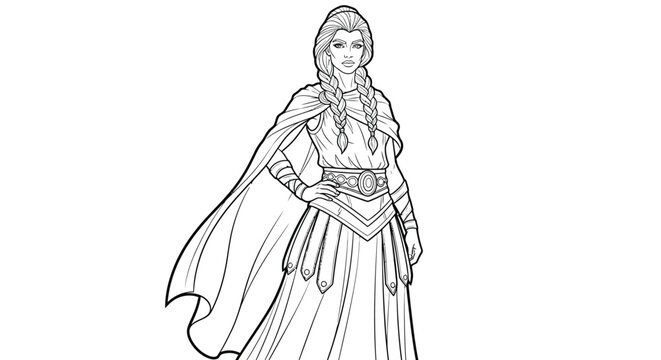 Legendary Boudica Celtic Warrior Queen Detailed Adult Coloring Page Ancient History Courage