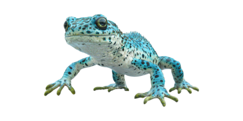 Blue Spotted Frog. Vibrant Amphibian Showcasing Unique Coloration Isolated On Transparent Background