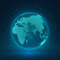 Fototapeta premium Digital Earth – Thailand at the Core A glowing 3D globe with a cyber-style network, featuring Thailand at the center. Ideal for tech presentations, cybersecurity visuals, or global digital themes.