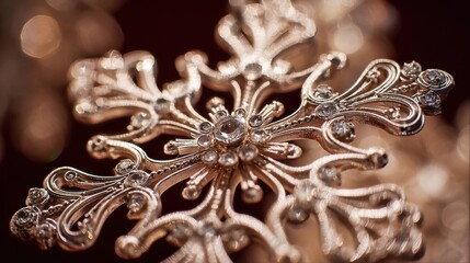 Obraz premium Ornate snowflake ornament, detailed close-up