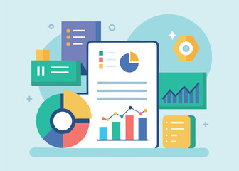 Modern Flat Design Business Data Report Charts Graphs Infographic Illustration