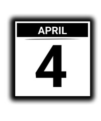 Black and white color April month calendar date 4