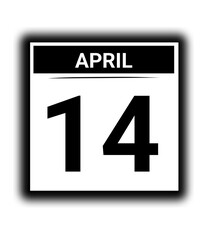 Black and white color April month calendar date 14