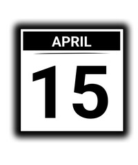 Black and white color April month calendar date 15