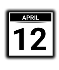 Fototapeta premium Black and white color April month calendar date 12