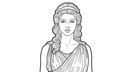 Iconic Helen of Troy Elegant Portrait Detailed Adult Coloring Page Ancient History Beauty