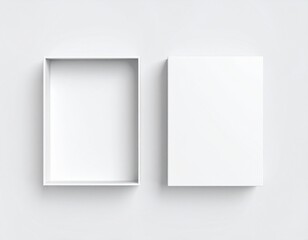 Fototapeta premium Minimalist white packaging box mockup on light grey background