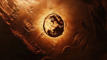 Earth Orb Surrounded by Warm Textures and Irregular Patterns