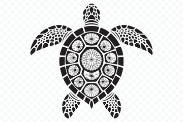 Detailed sea turtle vector art featuring complex geometric patterns for digital illustrations and print projects
