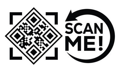  QR code scan icon set. Scan me frame. QR code scan for smartphone. QR code for mobile app, payment and identification. Vector illustration.