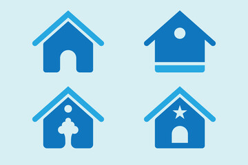Home solid icon set. Real estate icon pack, home flat web icon vector illustration.