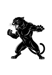 Fototapeta premium An anthropomorphic panther in a fighting stance