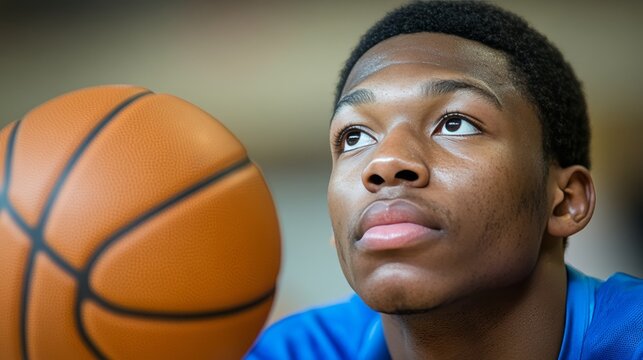 Focused basketball player exemplifying discipline and dedication in pursuit of athletic excellence