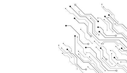 Technology black circuit diagram concept. High-tech circuit board connection system.Vector abstract technology on a white background.