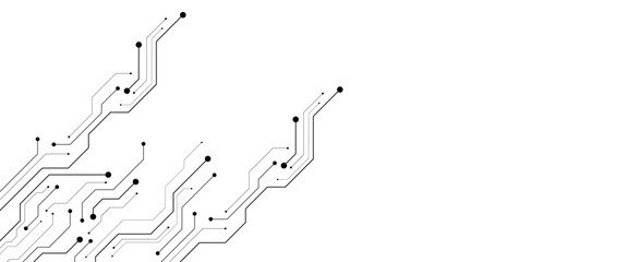 Technology black circuit diagram concept. High-tech circuit board connection system.Vector abstract technology on a white background.