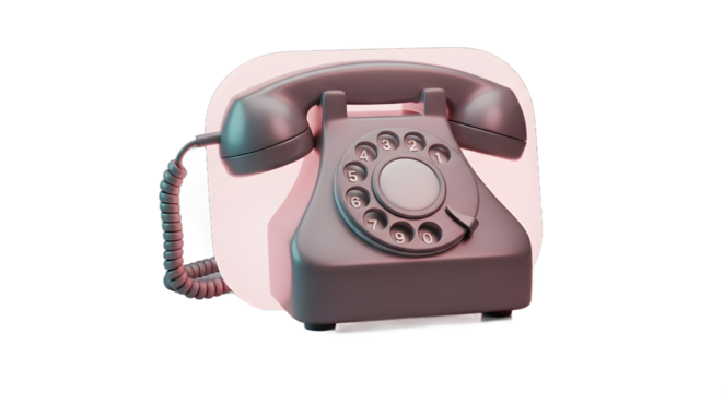 Vintage Rotary Dial Telephone Black and White with Curved Handset and Coiled Cord