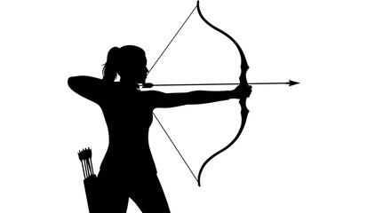 Female Archer Silhouette - Arrow Release Mid-Shot Icon