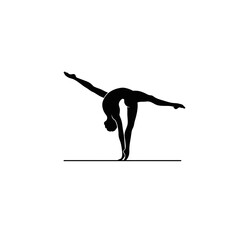 Gymnast Silhouette - Mid-Flip on Balance Beam Icon