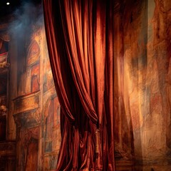 Ornate Theater Curtain With Rich Colors