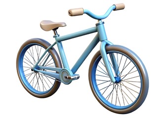 Fototapeta premium A light blue vintage style bicycle with tan handlebars and seat isolated on a white background