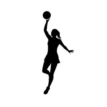 Netball Player Silhouette - Leaping High Pass Icon