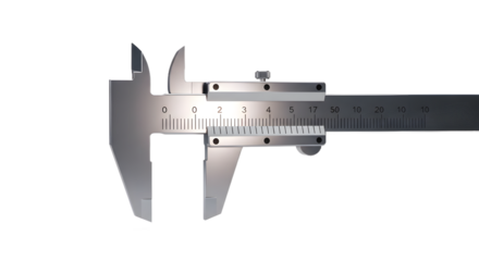 Metal Vernier Caliper Precision Measuring Instrument on Transparent Background