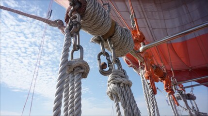 Close-up of ropes and chains on a hot air balloon