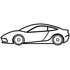 Detailed line art illustration of a sleek sports car with intricate body details