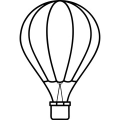 Naklejka premium Simple line art illustration of a hot air balloon with a basket and ropes