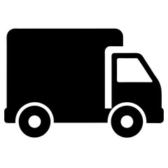 Simple black silhouette of a commercial delivery truck for logistics and transport
