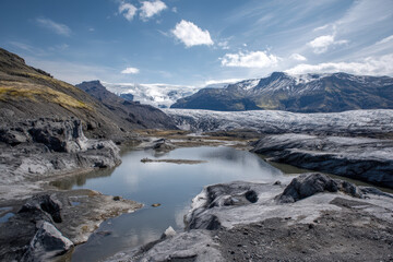 The stunning glacial landscape showcases the dramatic effects of climate change.