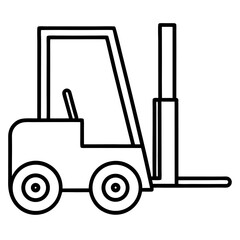 Clean line art illustration of a forklift with its forks raised suitable for industrial themes