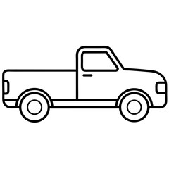 Clean line art illustration of a pickup truck with an open bed and tailgate