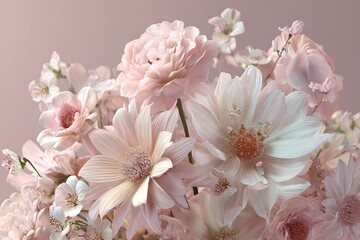Pastel Pink and White Flower Bouquet 3D Render