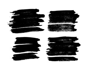 Set of black hand drawn brush strokes