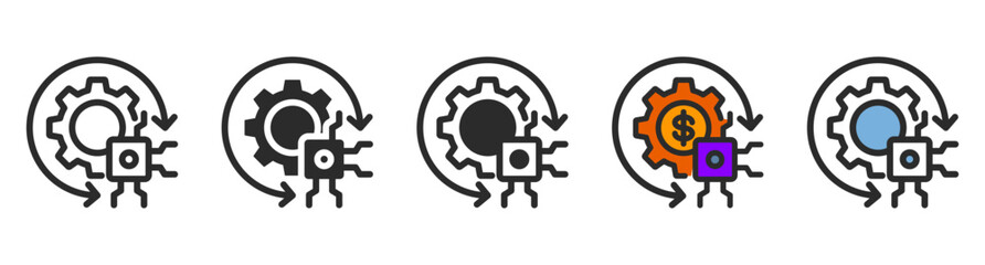 AI Automation Icon Set with Multiple Styles Vector Illustration