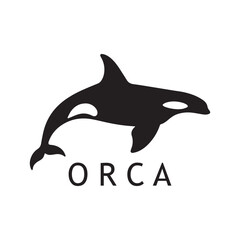 Minimalist Black Orca Logo Design on White Background