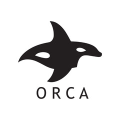 Flat Style Killer Whale Logo in Black and White