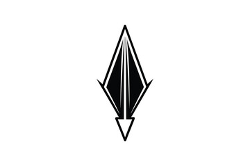 Fototapeta premium Abstract Arrowhead Design with Sharp Edges and Geometric Shapes Pointing Downwards Isolated on White Background a Silhouette stylized arrowhead design presented clean silhouette