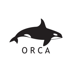 Flat Style Killer Whale Logo in Black and White