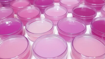 Vibrant Pink and Purple Gel Containers Arranged in Neat Rows
