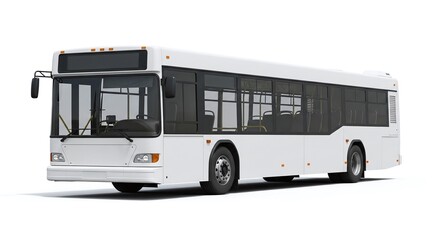 White City Bus for Public Transportation on a White Background